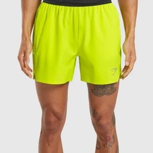 Gymshark Speed Shorts Fluorescent Green Yellow 5" Inseam Vented Unlined Mens XL